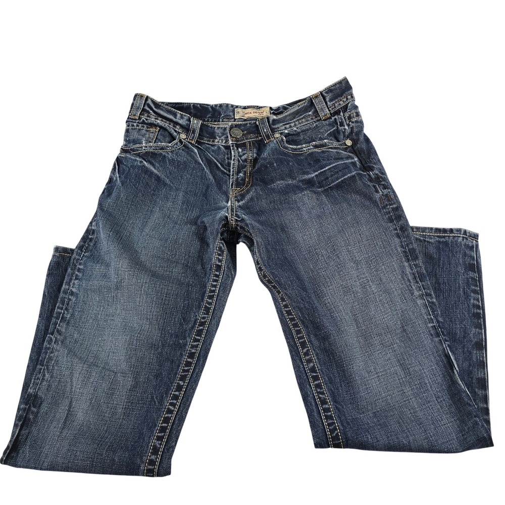 MEK Denim Henderson Straight  Jeans Mens 36x34 Dark Wash Heavy Stitch Whiskered